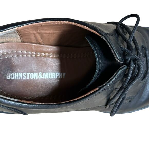 Johnston & Murphy Tabor Black Calf Skin 9M Cap Toe Dress Shoe Oxfords Lace Up - Picture 6 of 8